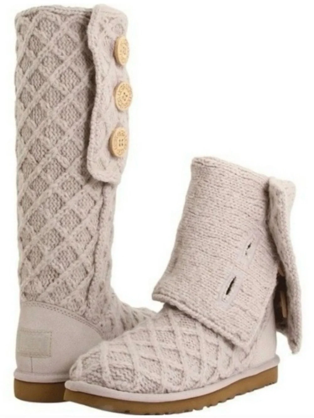 Ugg Boots Woman S-10 Cardy Lattice knit Tan Oatmeal